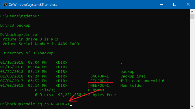 Xóa file, thư mục không thể xóa trên Windows 10 bằng lệnh CMD