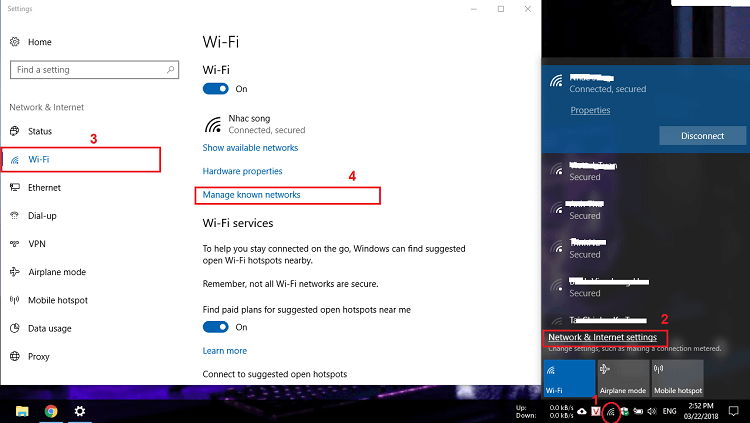 Xóa/quên mật khẩu Wifi Windows 10 bằng giao dien do hoa