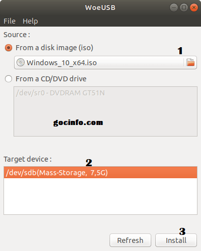 Tạo USB Boot cài Windows 10 trên Ubuntu 18.04 LTS